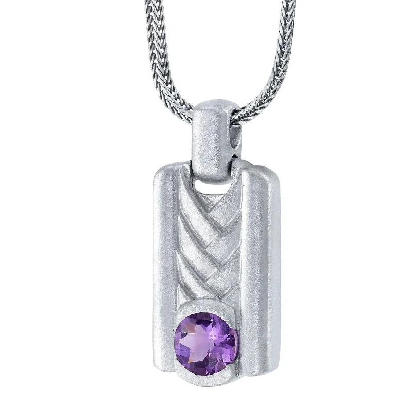 custom engraved heart pendant necklace -Amethyst Chevron Pendant Necklace for Men Sterling Silver