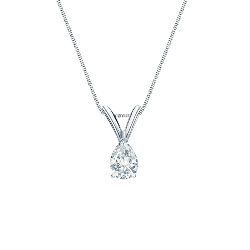 heart-shaped pendant necklace for brides -Auriya 14-karat Gold 0.25ctw Pear Solitaire Lab Grown Diamond Necklace V-End (H-I VS) Prong - 0.25