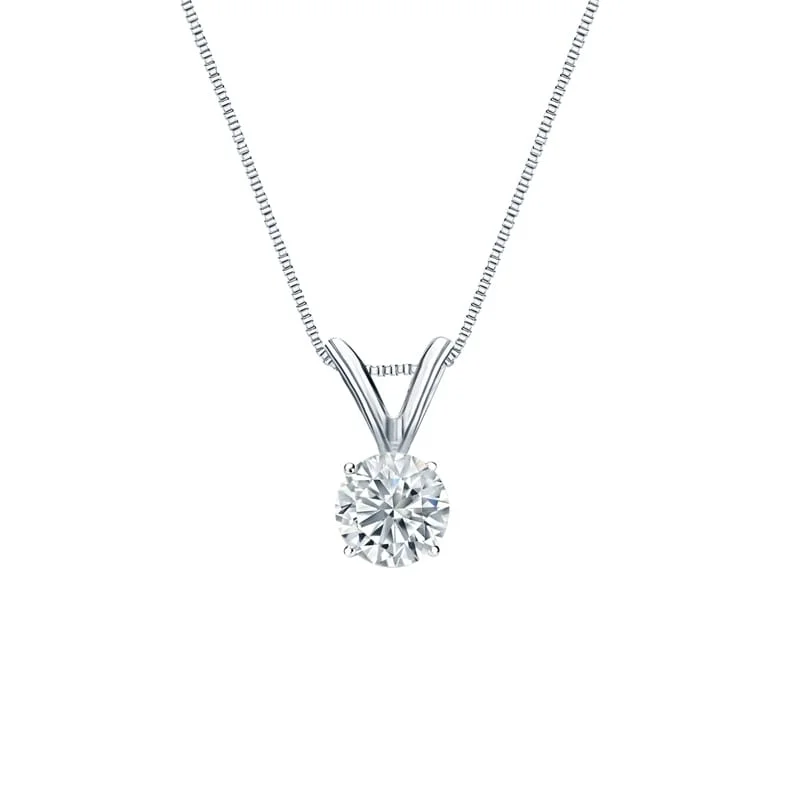 adjustable pendant necklace for special occasions -Auriya 14-karat Gold 0.30ctw Round Solitaire Lab Grown Diamond Necklace 4-Prong Basket (F-G VS) - 0.3