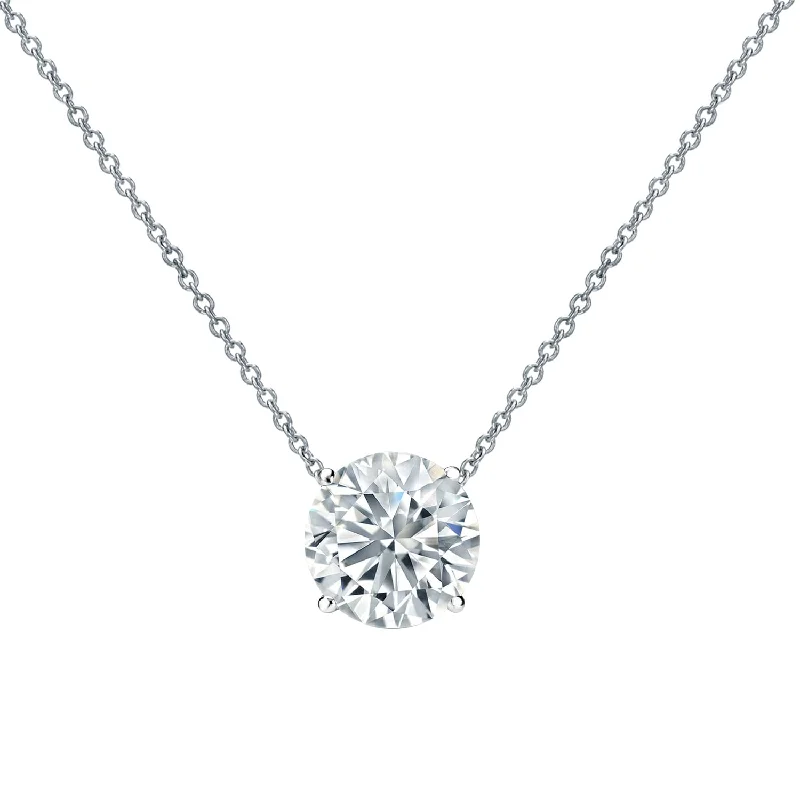 silver pendant necklace for brides with charm -Auriya 14-karat Gold 0.30ctw Round Solitaire Lab Grown Diamond Necklace 4-Prong (H-I VS) - 0.3