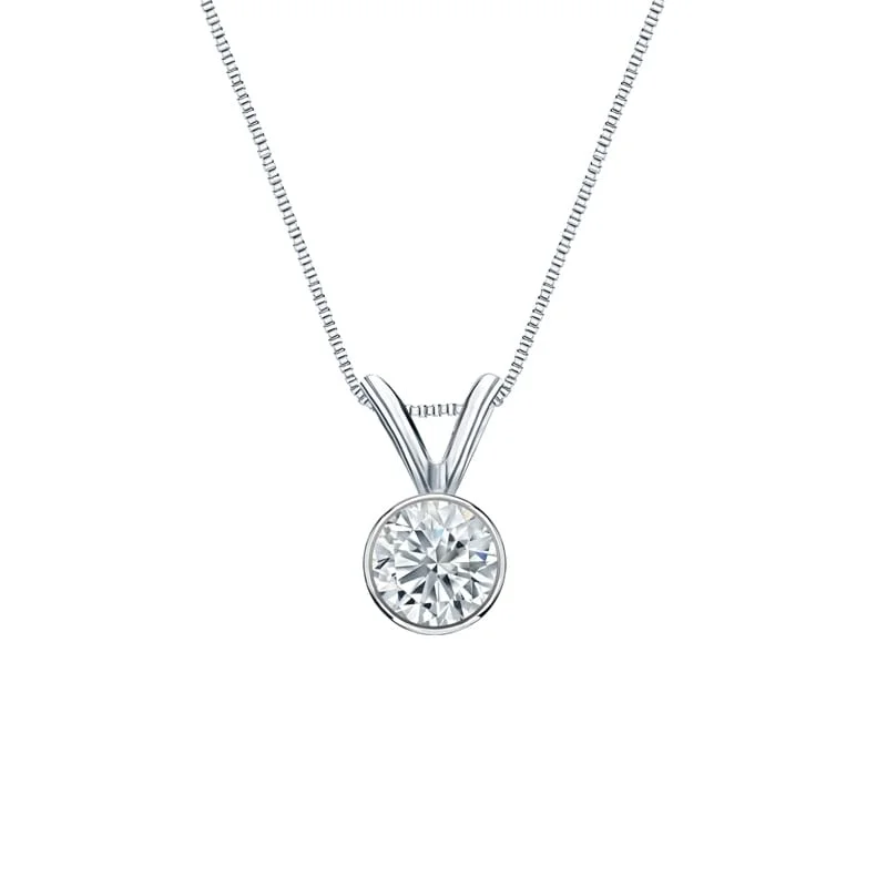 crystal pendant necklace for bridesmaids -Auriya 14-karat Gold 0.30ctw Round Solitaire Lab Grown Diamond Necklace Bezel (F-G VS) - 0.3