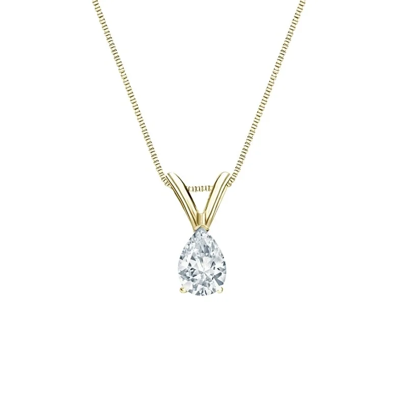 women’s moon pendant necklace silver -Auriya 14-karat Gold 0.38ctw Pear Solitaire Lab Grown Diamond Necklace V-End (H-I VS) Prong - 0.38