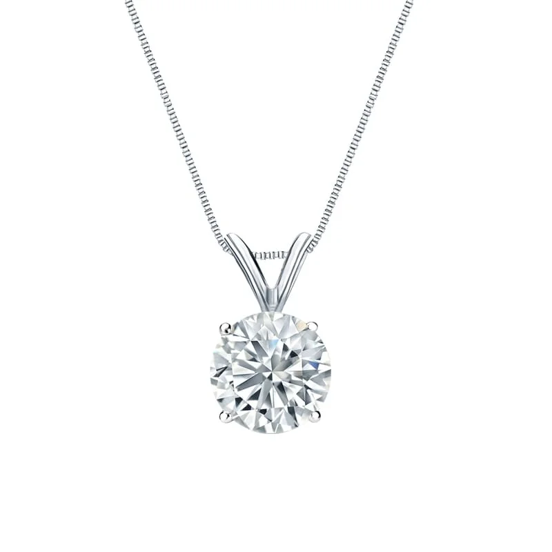 silver pendant necklace with crystal charm -Auriya 14-karat Gold 2.50ctw Round Solitaire Lab Grown Diamond Necklace 4-Prong Basket (H-I VS) - 2.5