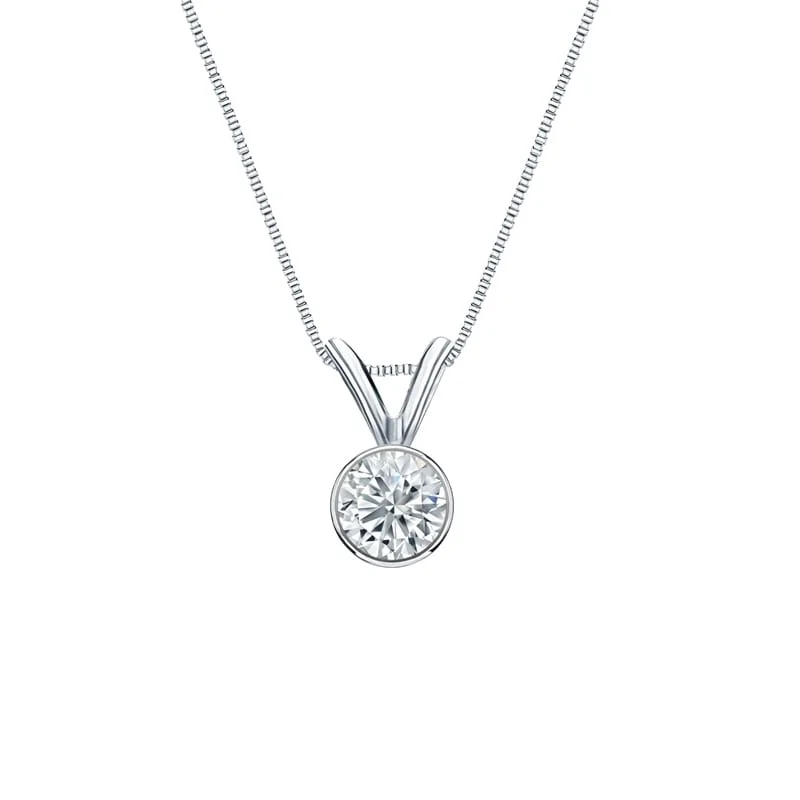 geometric pendant necklace with crystal -Auriya 18-karat Gold 0.25ctw Round Solitaire Lab Grown Diamond Necklace Bezel (F-G VS) - 0.25