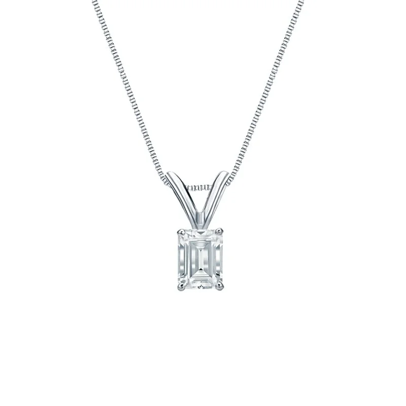 celestial crystal pendant necklace silver -Auriya 18-karat Gold 0.45ctw Emerald Solitaire Lab Grown Diamond Necklace 4-Prong Basket (D-E VVS) - 0.45