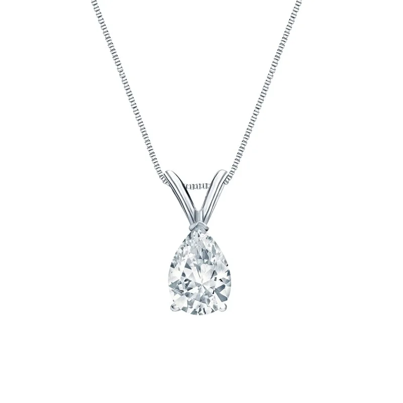 dainty pendant necklace with personalized charm -Auriya 18-karat Gold 0.60ctw Pear Solitaire Lab Grown Diamond Necklace V-End (H-I VS) Prong - 0.60