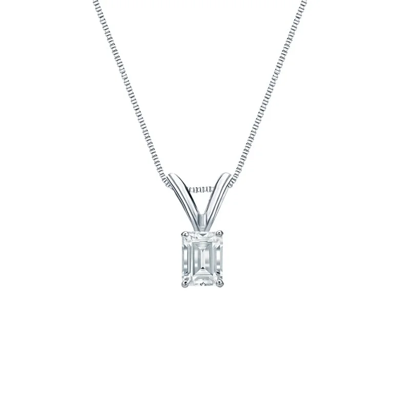 custom engraved pendant necklace with letter -Auriya Platinum 0.25ctw Emerald Solitaire Lab Grown Diamond Necklace 4-Prong Basket (F-G VS) - 0.25