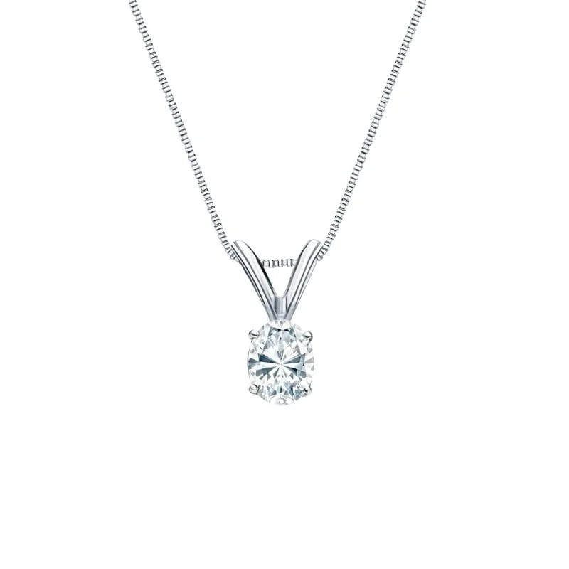 personalized pendant necklace with moonstone -Auriya Platinum 0.25ctw Oval Solitaire Lab Grown Diamond Necklace 4-Prong Basket (F-G VS) - 0.25