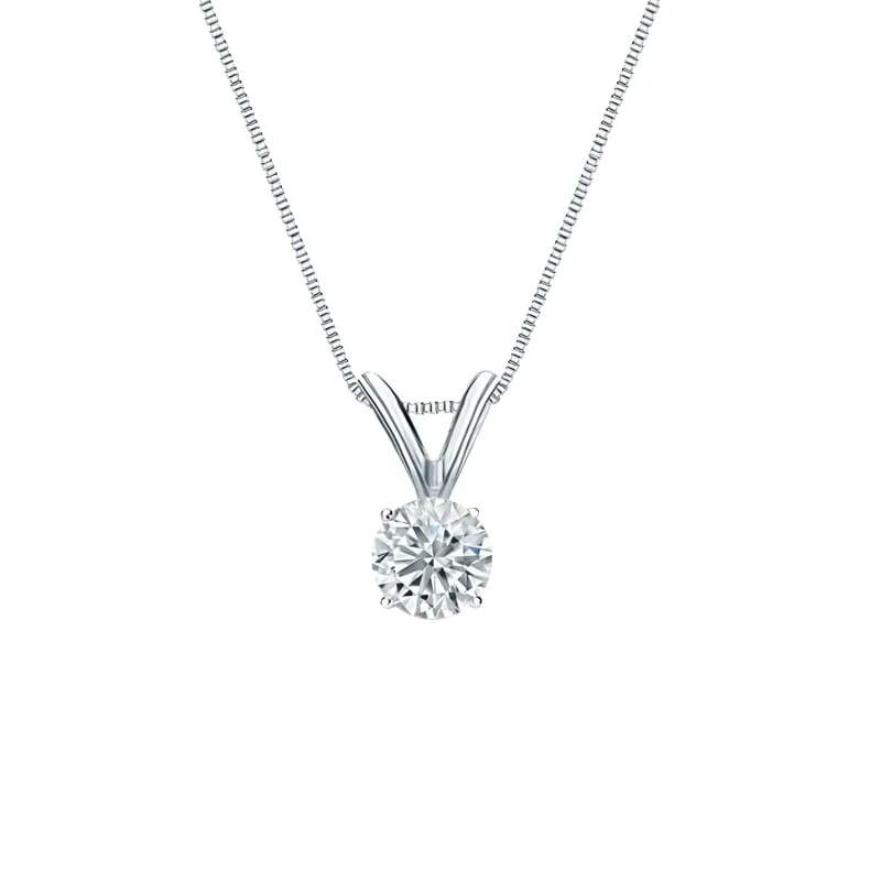 gold bar pendant necklace with name -Auriya Platinum 0.25ctw Round Solitaire Lab Grown Diamond Necklace 4-Prong Basket (D-E VVS) - 0.25