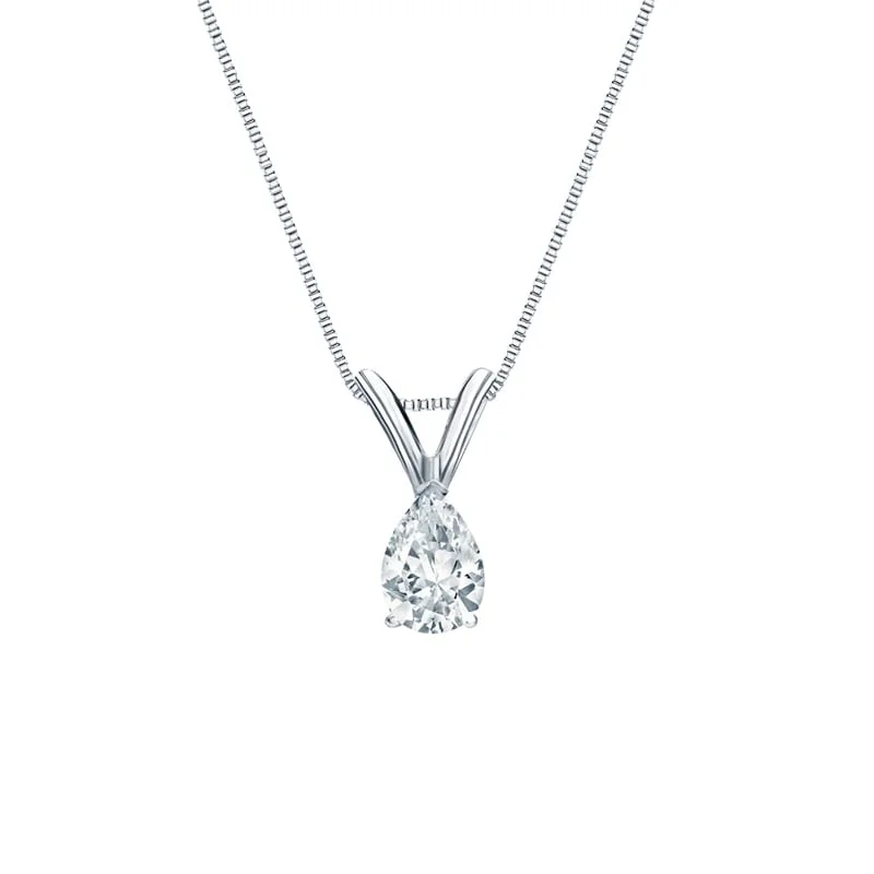 women’s simple pendant necklace with charm -Auriya Platinum 0.30ctw Pear Solitaire :Lab Grown Diamond Necklace V-End (H-I VS) Prong - 0.3