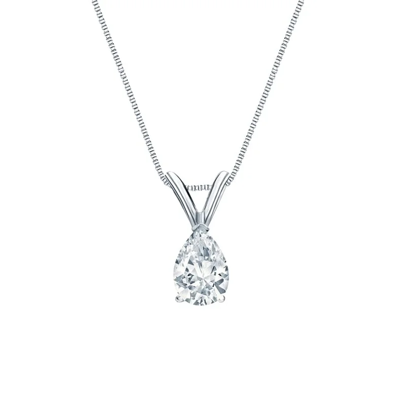 women’s personalized pendant necklace for anniversary -Auriya Platinum 0.38ctw Pear Solitaire Lab Grown Diamond Necklace V-End (D-E VVS) Prong - 0.38