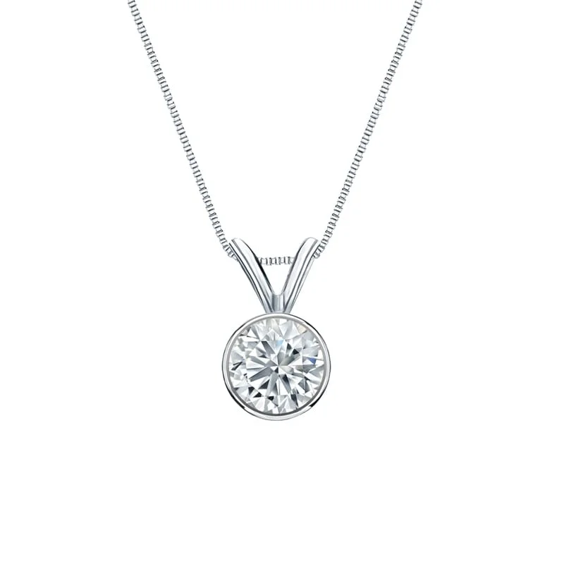 engraved crystal pendant necklace for women -Auriya Platinum 0.50ctw Round Solitaire Lab Grown Diamond Necklace Basket (D-E VVS) - 0.5