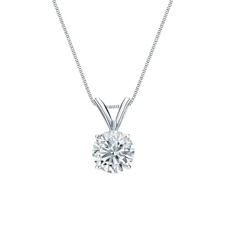 custom pendant necklace with star charm -Auriya Platinum 0.60ctw Round Solitaire Lab Grown Diamond Necklace 4-Prong Basket (H-I VS) - 0.60