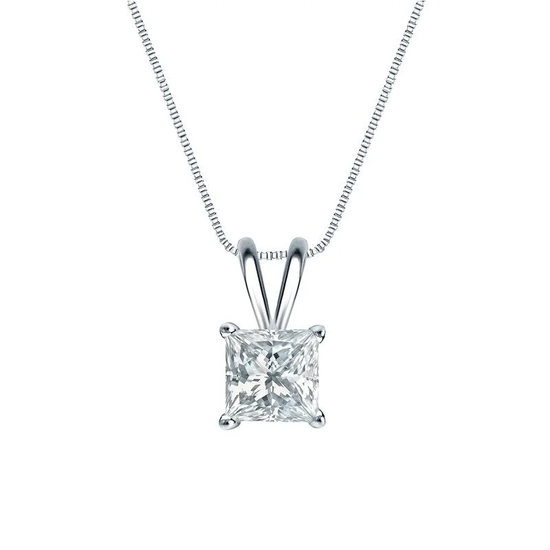 custom pendant necklace for special occasions -Auriya Platinum 0.75ctw Princess Solitaire Lab Grown Diamond Necklace 4-Prong Basket (H-I VS) - 0.75