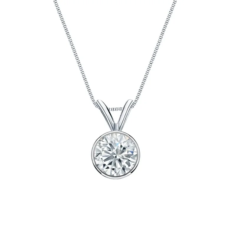 women’s custom pendant necklace with initials -Auriya Platinum 1.00ctw Round Solitaire Lab Grown Diamond Necklace Bezel (H-I VS) - 1