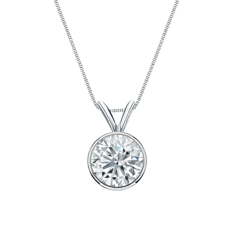 dainty crystal pendant necklace silver -Auriya Platinum 1.75ctw Round Solitaire Diamond Necklace Basket (D-E VVS) - 1.75