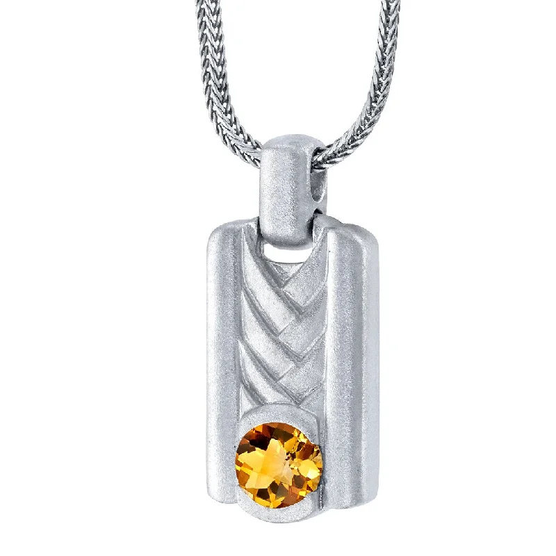 celestial star pendant necklace with message -Citrine Chevron Pendant Necklace for Men Sterling Silver