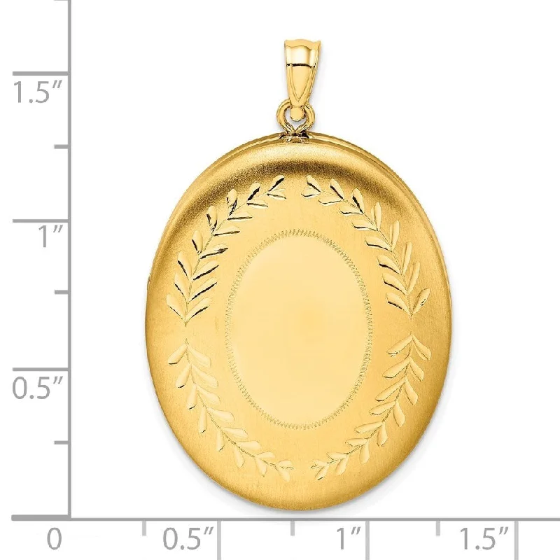 women’s pendant necklace with initials and gemstone -Diamond2Deal 1/20 Gold Filled 34mm Polished Satin Leaf Border 2-Frame Oval Locket Pendant (L- 1.89 Inch, W- 1.09 Inch)