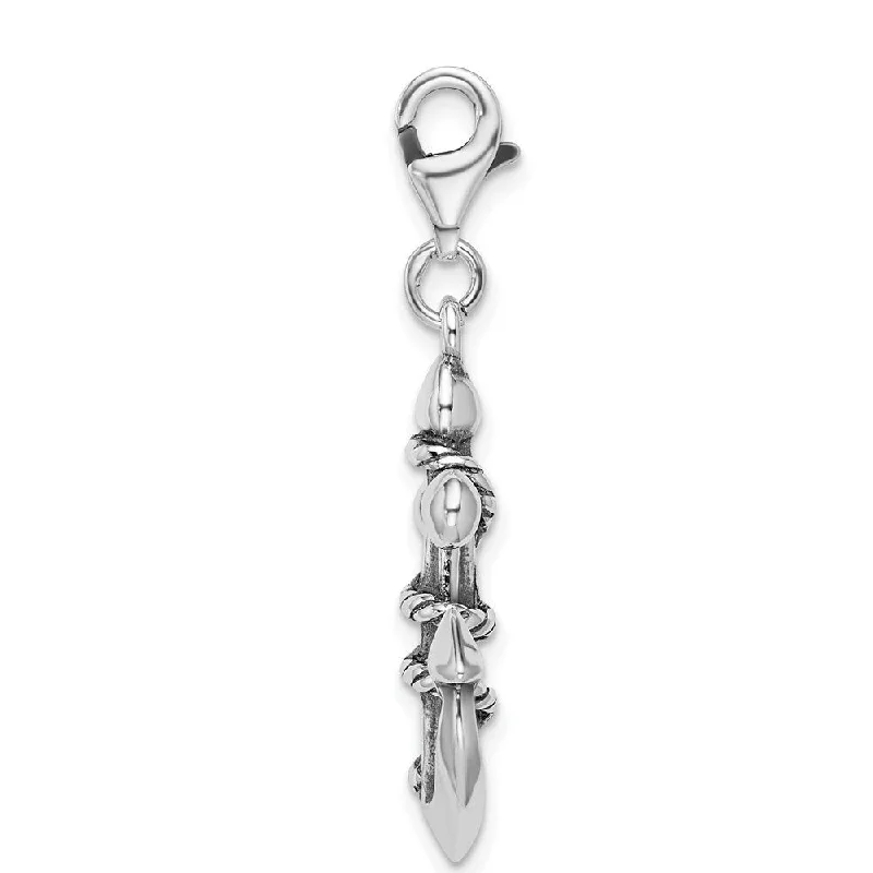 celestial pendant necklace with stars -Diamond2Deal 925 Sterling Silver 3-D Antiqued Anchor Rope Pendant (L- 43 mm, W- 19 mm)