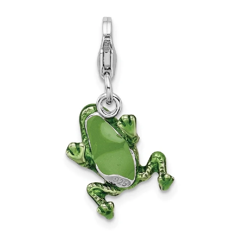 women’s pendant necklace with initials and gemstone -Diamond2Deal 925 Sterling Silver 3-D Enameled Frog Lobster Clasp Pendant (L- 17 mm, W- 14 mm)