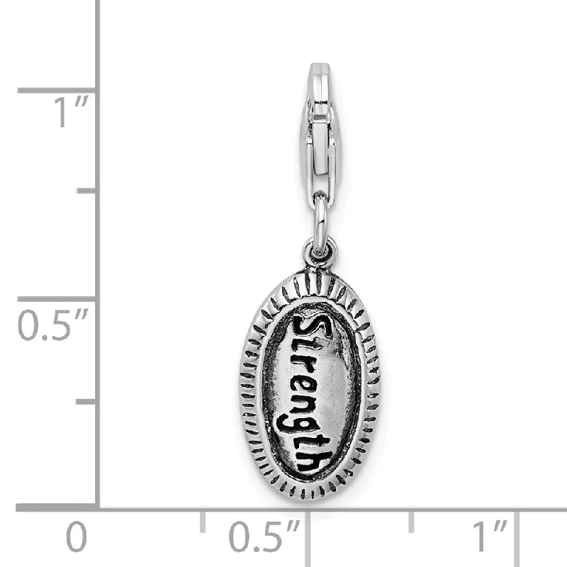 silver pendant necklace with pearl and charm -Diamond2Deal 925 Sterling Silver Antiqued Strength Pendant (L- 35 mm, W- 9 mm)