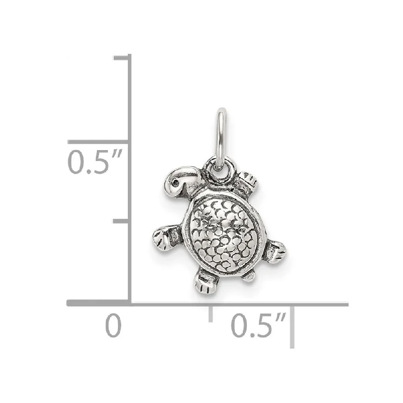 adjustable pendant necklace for special occasions -Diamond2Deal 925 Sterling Silver Antiqued Turtle Pendant (L- 16 mm, W- 9 mm)