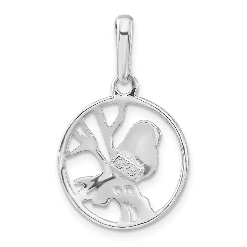 simple pendant necklace with charm silver -Diamond2Deal 925 Sterling Silver Bird Pendant (L- 28.5 mm, W- 17 mm)