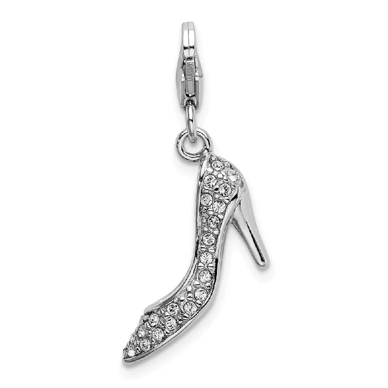 women’s custom pendant necklace with initials -Diamond2Deal 925 Sterling Silver Element Enamel High Heel Lobster Clasp Pendant (L- 40 mm, W- 13 mm)