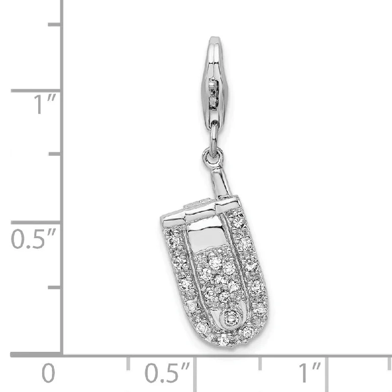 custom pendant necklace for special occasions -Diamond2Deal 925 Sterling Silver Flip Cell Phone CZ Pendant w/Lobster Clasp (L- 40 mm, W- 10 mm)