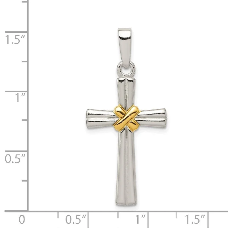 custom birthstone pendant necklace for women -Diamond2Deal 925 Sterling Silver Gold-tone Polished Latin Cross Pendant