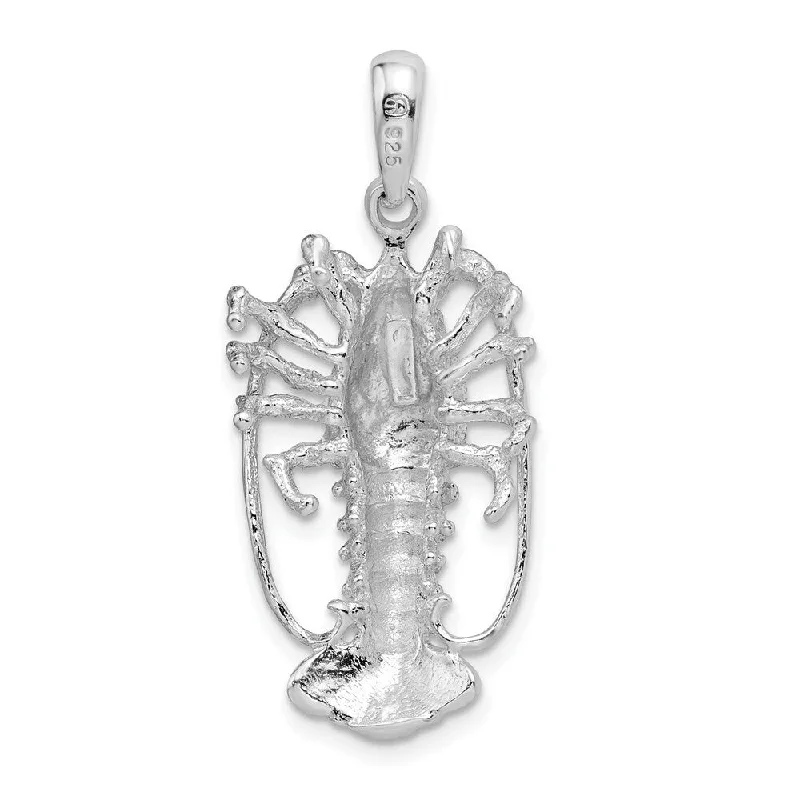 women’s gold pendant necklace with initials -Diamond2Deal 925 Sterling Silver Large Florida Lobster Pendant (L-31mm, W-15mm)