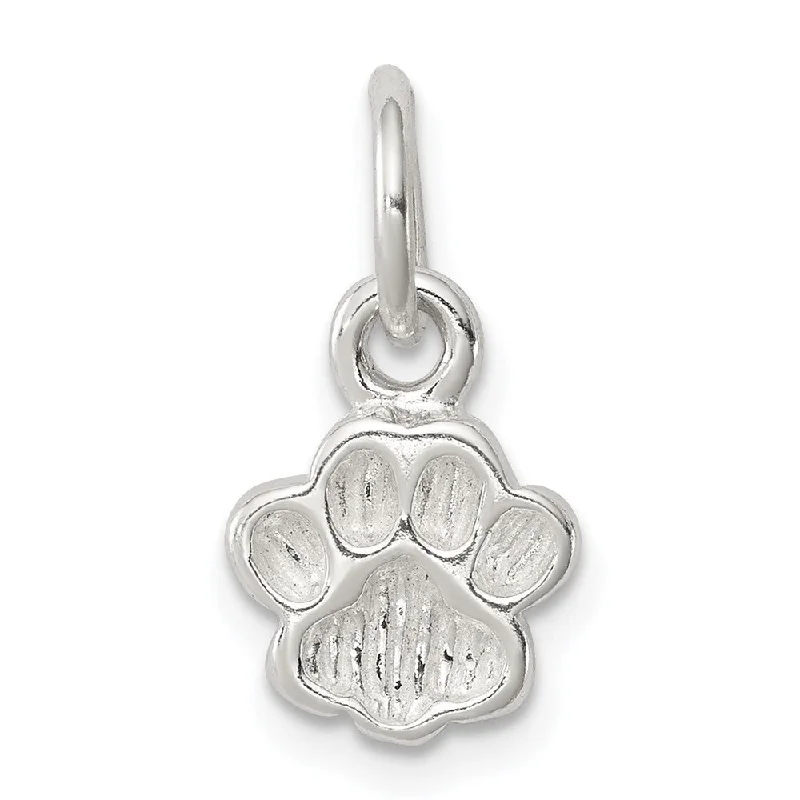 women’s personalized silver pendant necklace -Diamond2Deal 925 Sterling Silver Polished and Textured Paw Print Pendant