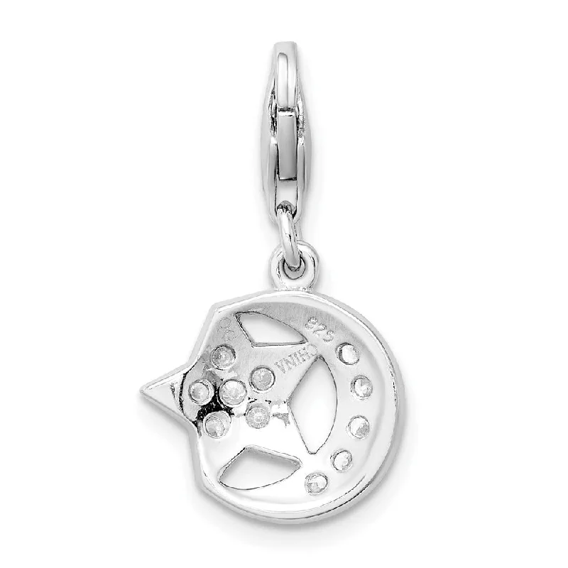 women’s pendant necklace with moonstone -Diamond2Deal 925 Sterling Silver Polished CZ Moon and Star Pendant w/Lobster Clasp