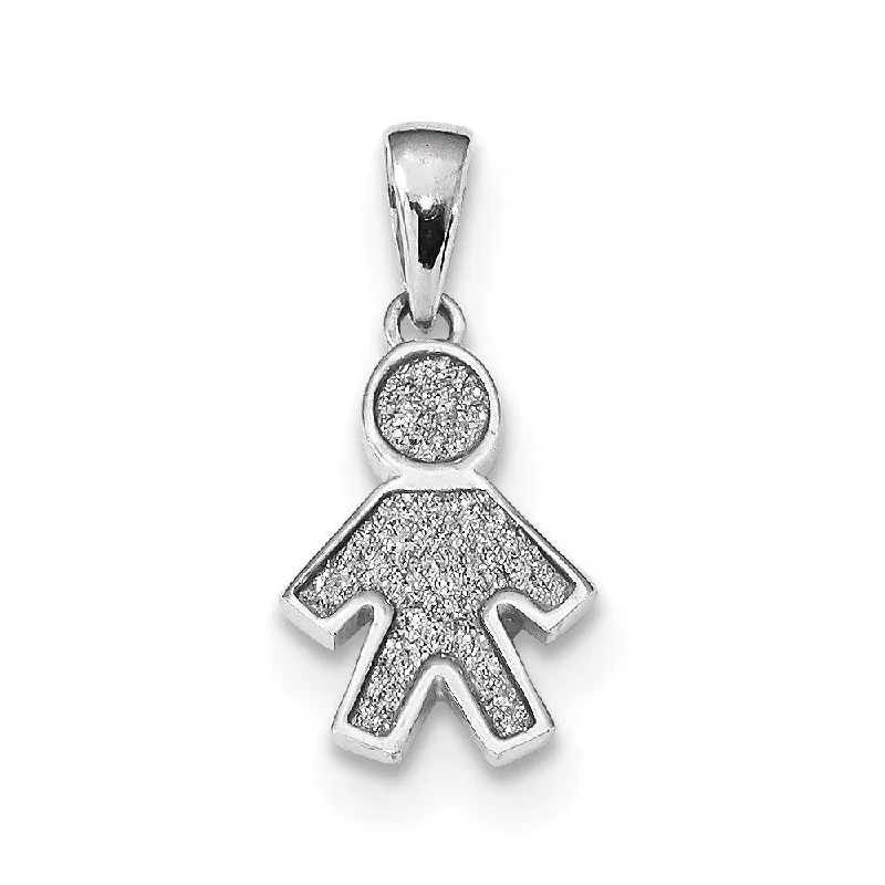 celestial star pendant necklace gold -Diamond2Deal 925 Sterling Silver Rhodium-plate Enamel Glitter Fabric Boy Pend Pendant (L- 0.92 Inch, W- 0.41 Inch)