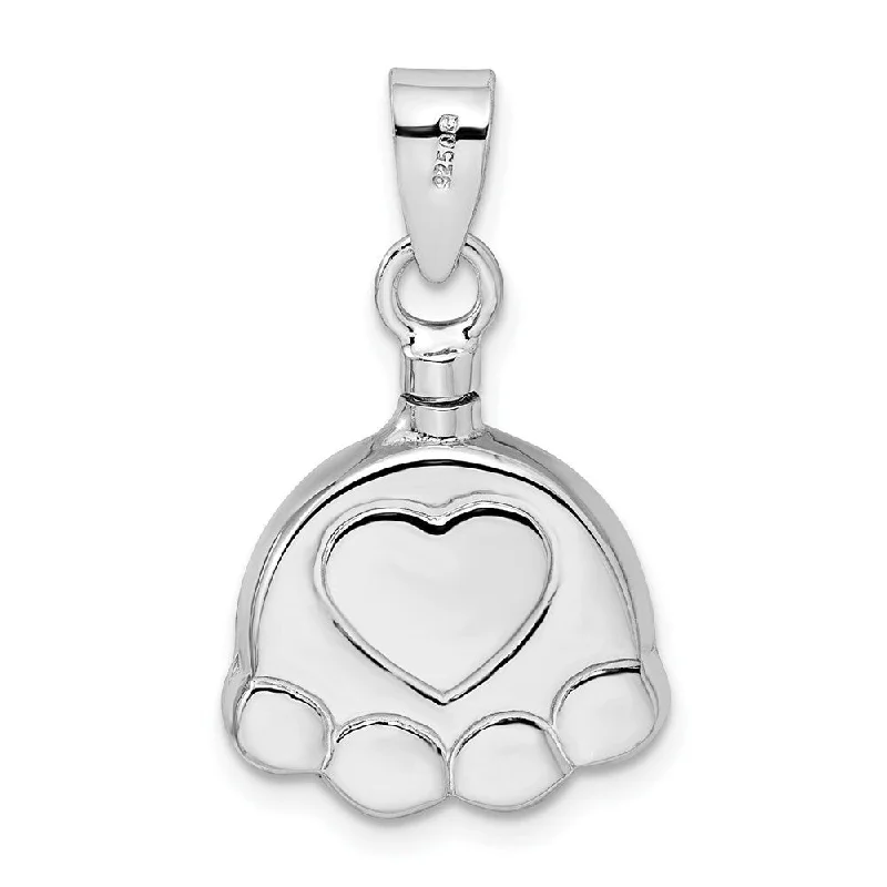 silver pendant necklace with diamond charm -Diamond2Deal 925 Sterling Silver Rhodium-plated Polished Puppy Paw Ash Holder Pendant (L- 19.1 mm, W- 17.5 mm)