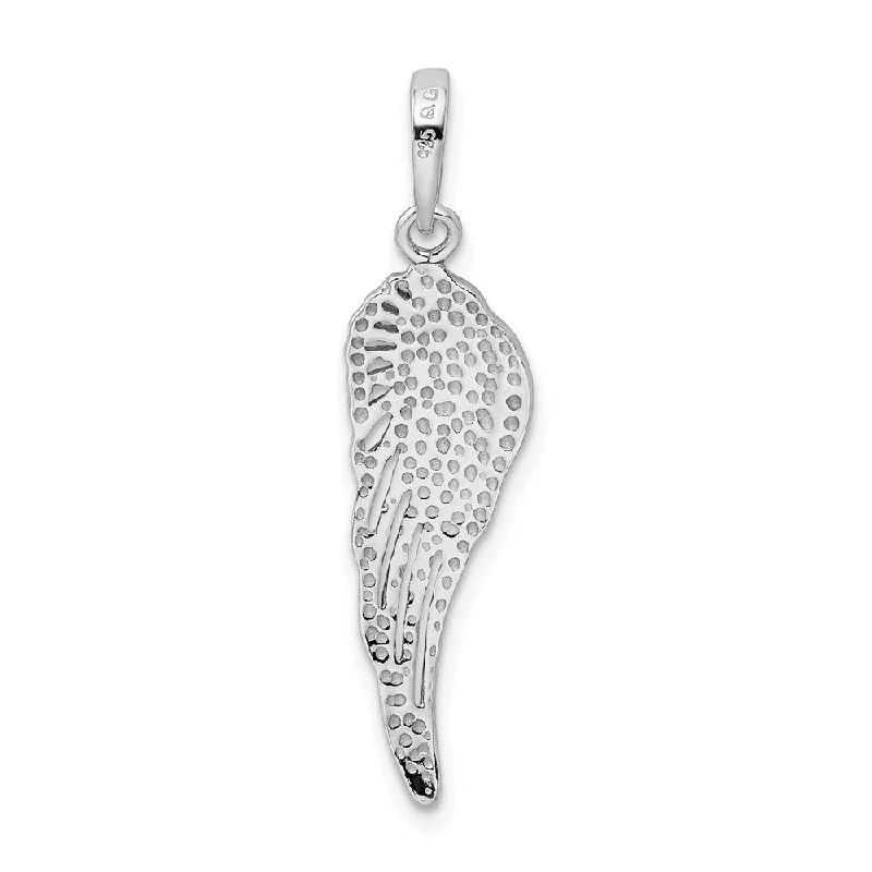 custom heart-shaped pendant necklace gold -Diamond2Deal 925 Sterling Silver Rhodium-plated Polished Textured Angel Wing Pendant