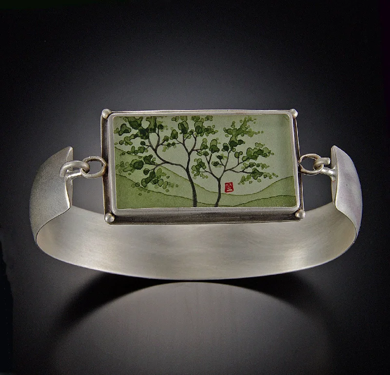 charm bracelet with symbolic gemstone for special occasions-Spring Maple Cuff Bracelet