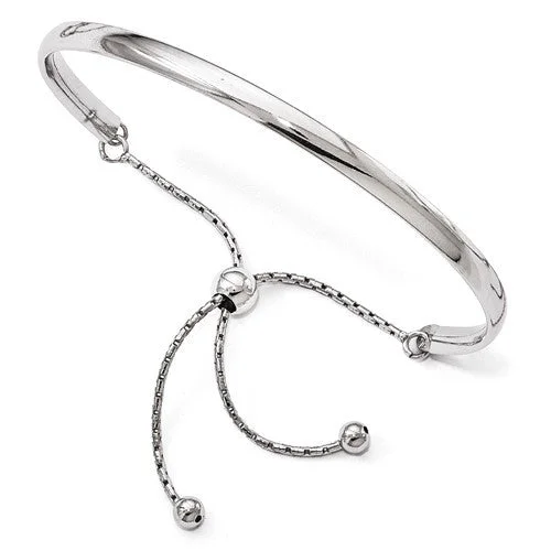 adjustable bracelet with charm for friendship gift-Sterling Silver Adjustable Bangle Bracelet