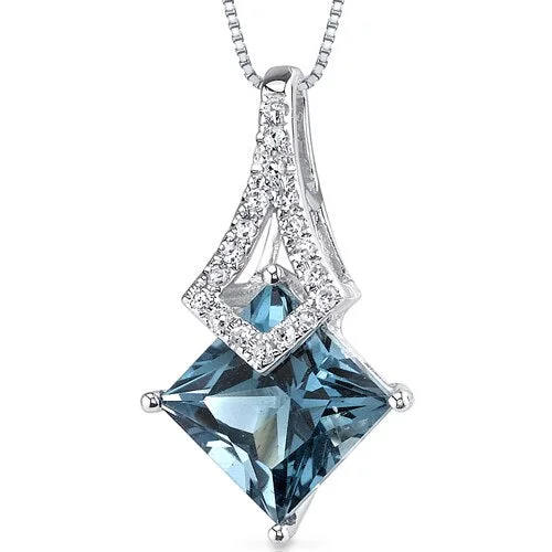 crystal pendant necklace with initial letters -London Blue Topaz Pendant Necklace 14 Karat White Gold 1.99 Cts