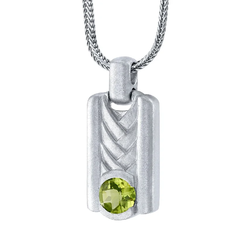 trendy silver pendant necklace for women -Peridot Chevron Pendant Necklace for Men Sterling Silver