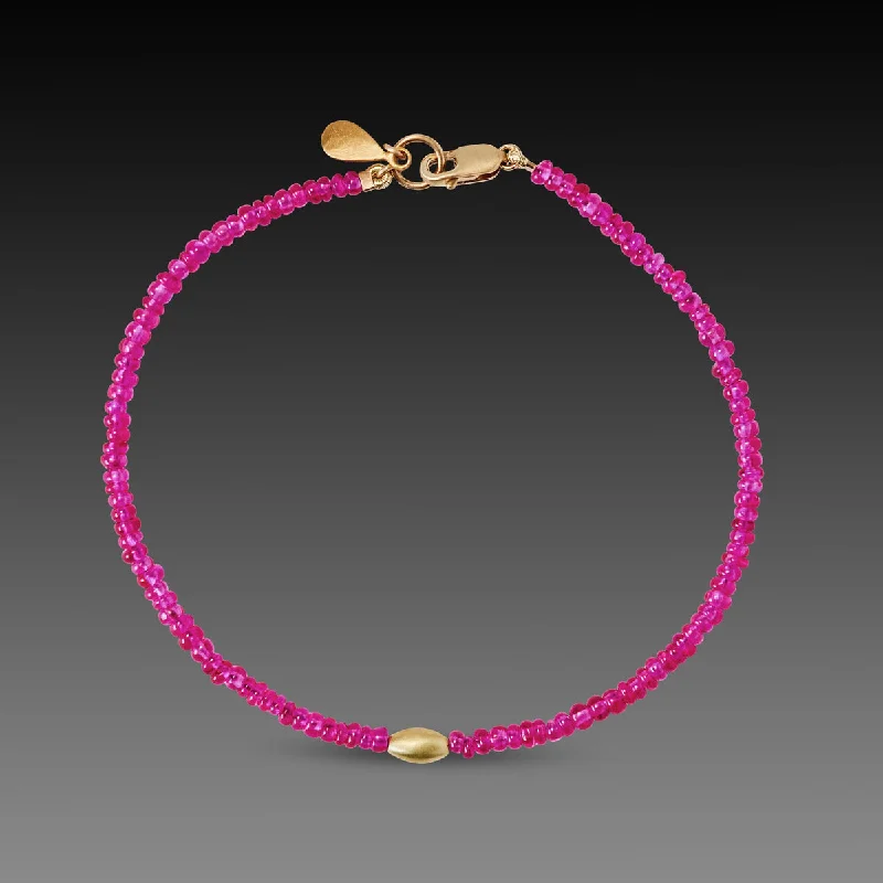 custom silver bracelet with engraving for personal touch-Ruby and Gold Bracelet