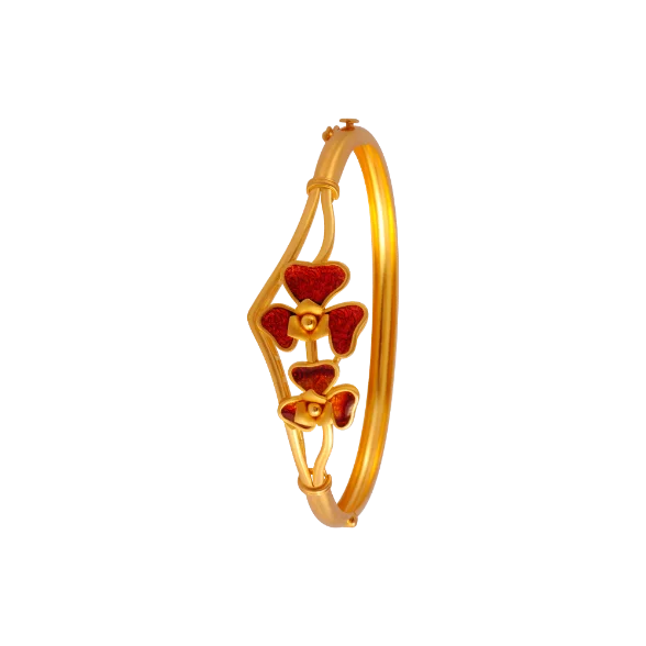 silver bracelet with heart-shaped gemstone for love energy-Scarlet Poppy Gold Bangle For Women