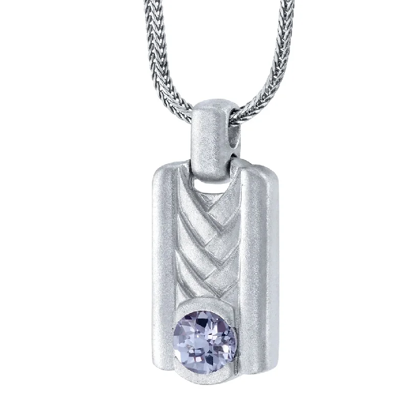 custom pendant necklace with moonstone charm -Alexandrite Chevron Pendant Necklace for Men Sterling Silver 1 Carat