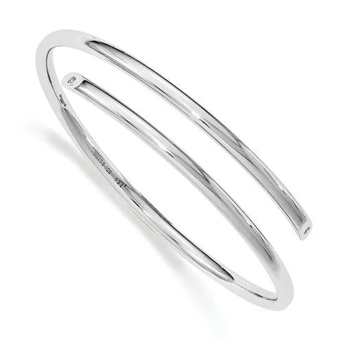 silver bracelet with moonstone for intuition and growth-Sterling Silver White Ice Diamond Bangle