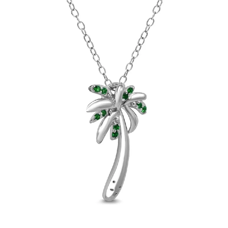 custom pendant necklace for men’s gift silver -Tsavorite Palm Tree Pendant in .925 Sterling Silver