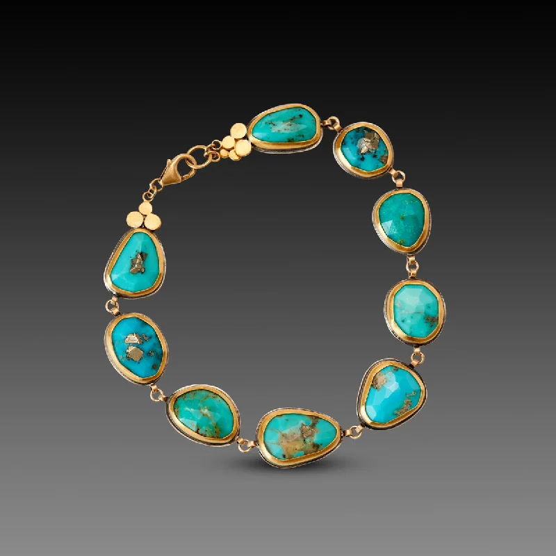 luxury bracelet with custom gemstones and engraving-Turquoise Links Bracelet