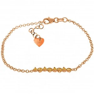 custom silver bracelet for women with personal engraving-1.55 Carat 14K Solid Rose Gold Bracelet Natural Citrine