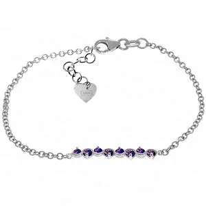 personalized silver bracelet with gemstone for healing-1.55 Carat 14K Solid White Gold Bracelet Natural Amethyst