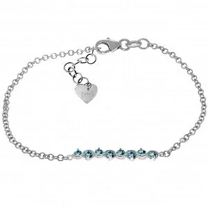 silver bracelet with custom charm for special occasion-1.55 Carat 14K Solid White Gold Bracelet Natural Blue Topaz