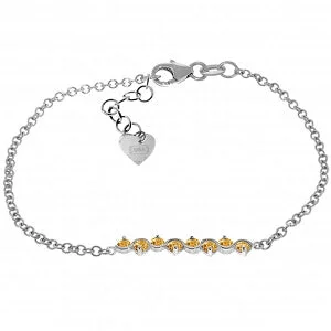 personalized bracelet for anniversary with engraved name-1.55 Carat 14K Solid White Gold Bracelet Natural Citrine